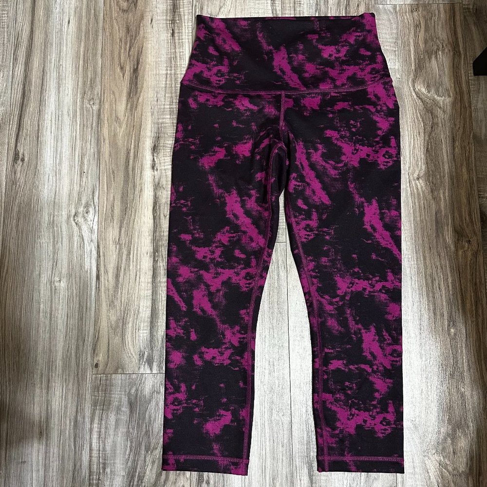 Lululemon Womens Wunder Under Crop II Breezie Regal Plum Black 20" Leggings Sz 6